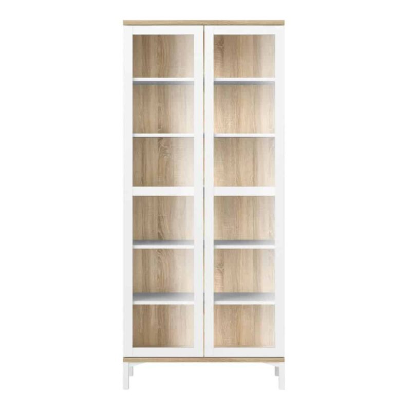 Furniture To Go Roomers Display Cabinet Glazed 2 Doors White Oak
