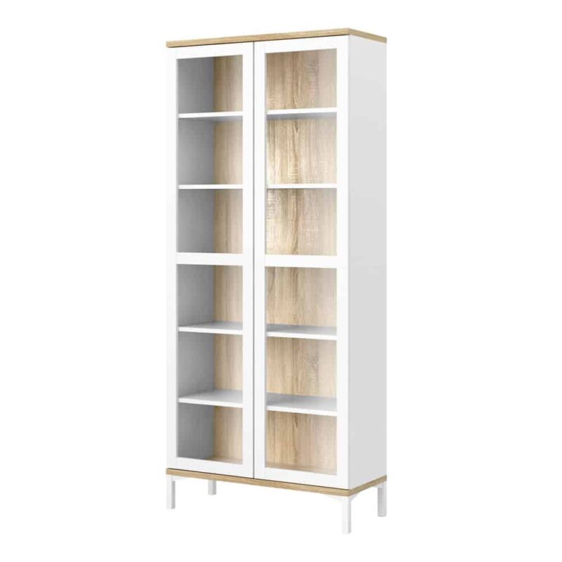 Furniture To Go Roomers Display Cabinet Glazed 2 Doors White Oak