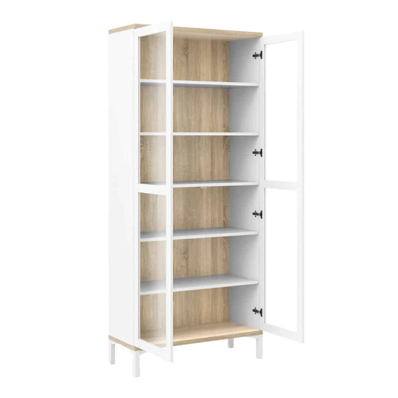 Furniture To Go Roomers Display Cabinet Glazed 2 Doors White Oak