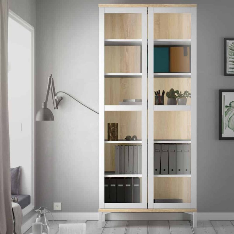 Furniture To Go Roomers Display Cabinet Glazed 2 Doors White Oak