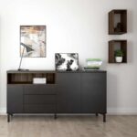 Furniture To Go Roomers Sideboard 3 Drawers 3 Doors Black Walnut