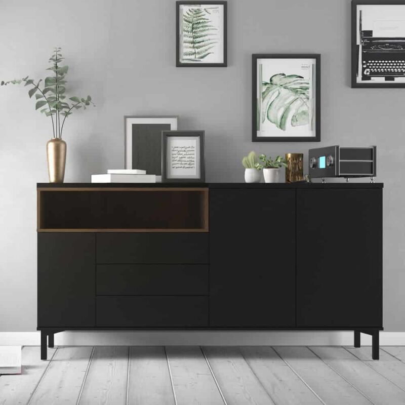 Furniture To Go Roomers Sideboard 3 Drawers 3 Doors Black Walnut