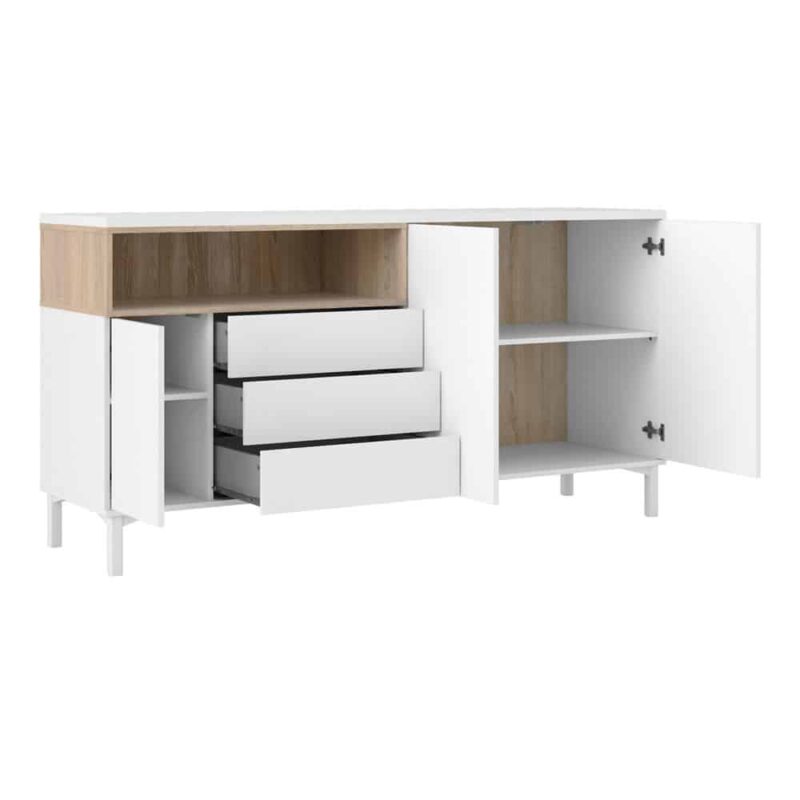 Furniture To Go Roomers Sideboard 3 Drawers 3 Doors White Oak
