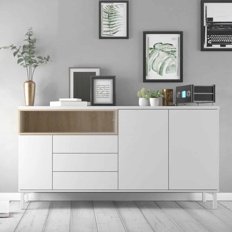 Furniture To Go Roomers Sideboard 3 Drawers 3 Doors White Oak