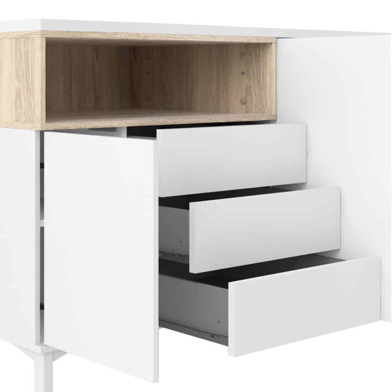 Furniture To Go Roomers Sideboard 3 Drawers 3 Doors White Oak
