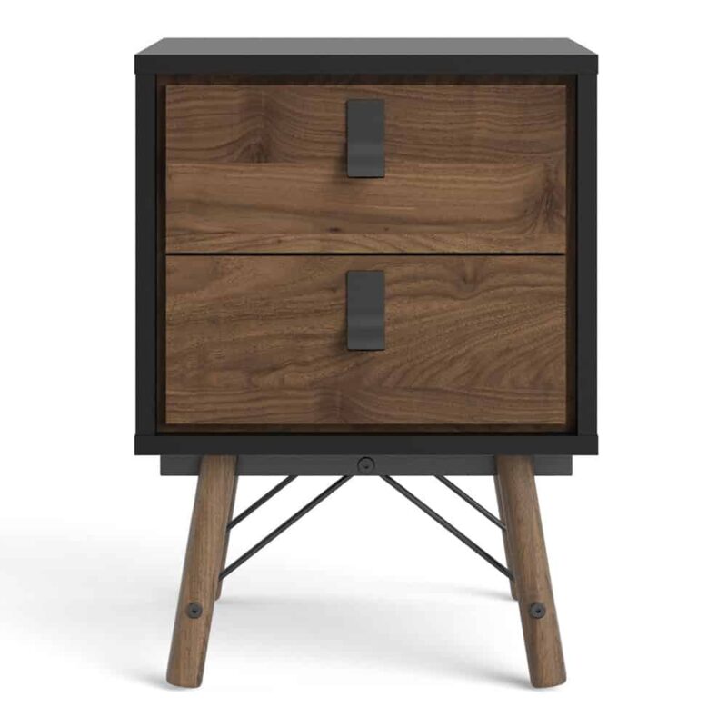 Furniture To Go Ry Bedside Cabinet 2 Drawer Matt Black Walnut