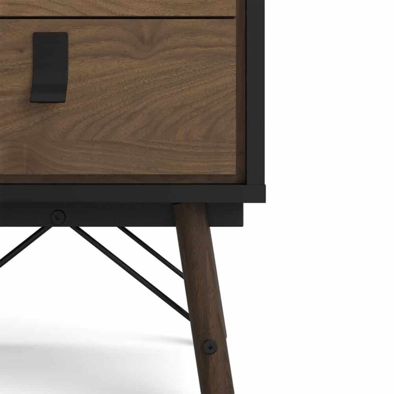 Furniture To Go Ry Bedside Cabinet 2 Drawer Matt Black Walnut