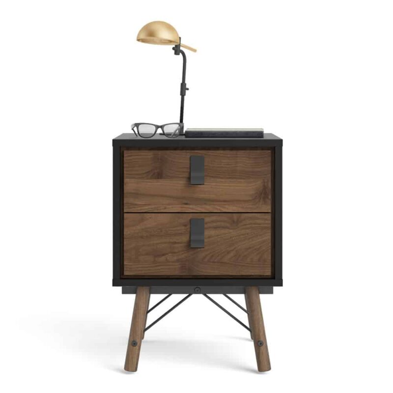 Furniture To Go Ry Bedside Cabinet 2 Drawer Matt Black Walnut