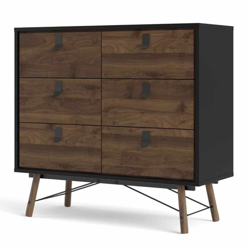 Furniture To Go Ry Double Chest Of 6 Drawers Matt Black Walnut