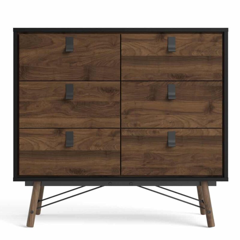 Furniture To Go Ry Double Chest Of 6 Drawers Matt Black Walnut