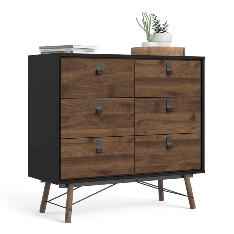 Furniture To Go Ry Double Chest Of 6 Drawers Matt Black Walnut