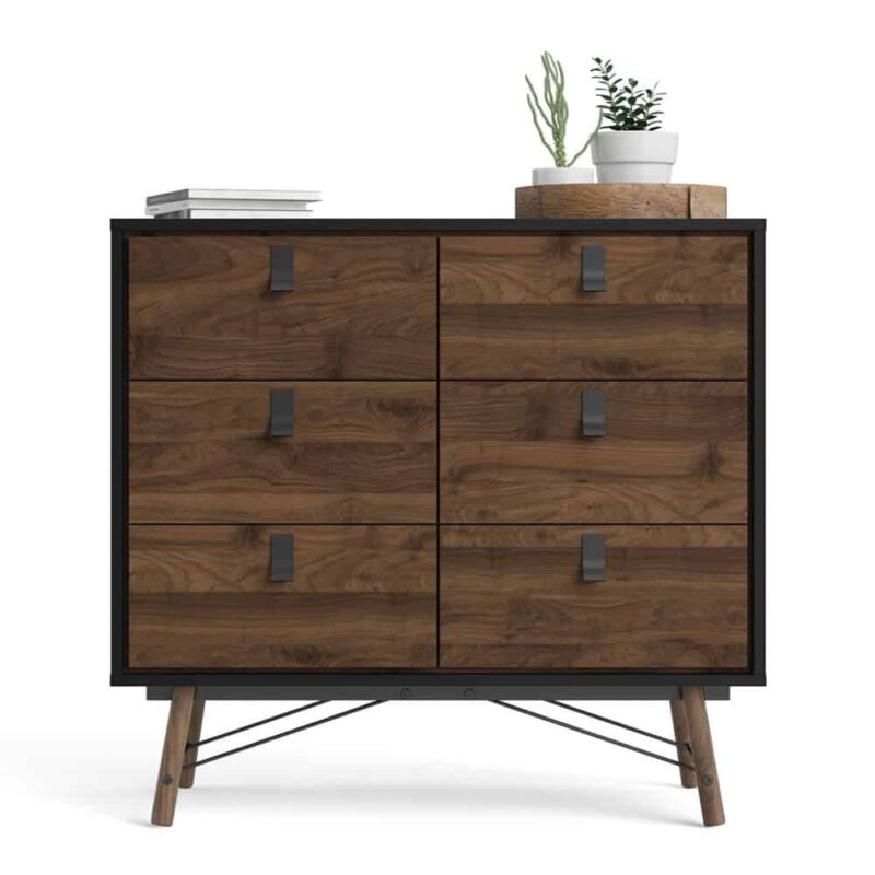 Furniture To Go Ry Double Chest Of 6 Drawers Matt Black Walnut