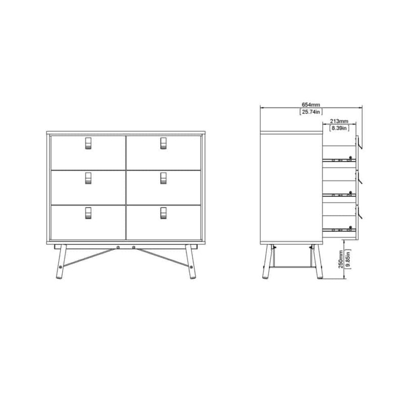 Furniture To Go Ry Double Chest Of 6 Drawers Matt Black Walnut