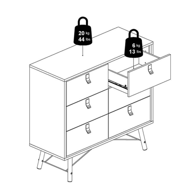 Furniture To Go Ry Double Chest Of 6 Drawers Matt Black Walnut