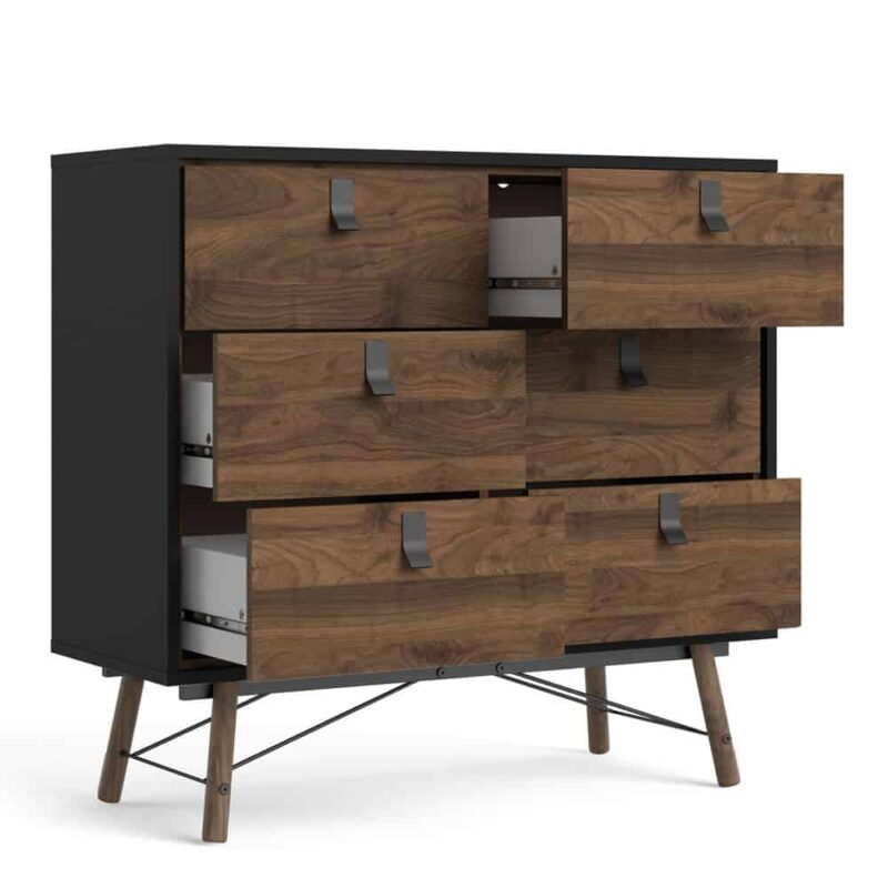 Furniture To Go Ry Double Chest Of 6 Drawers Matt Black Walnut