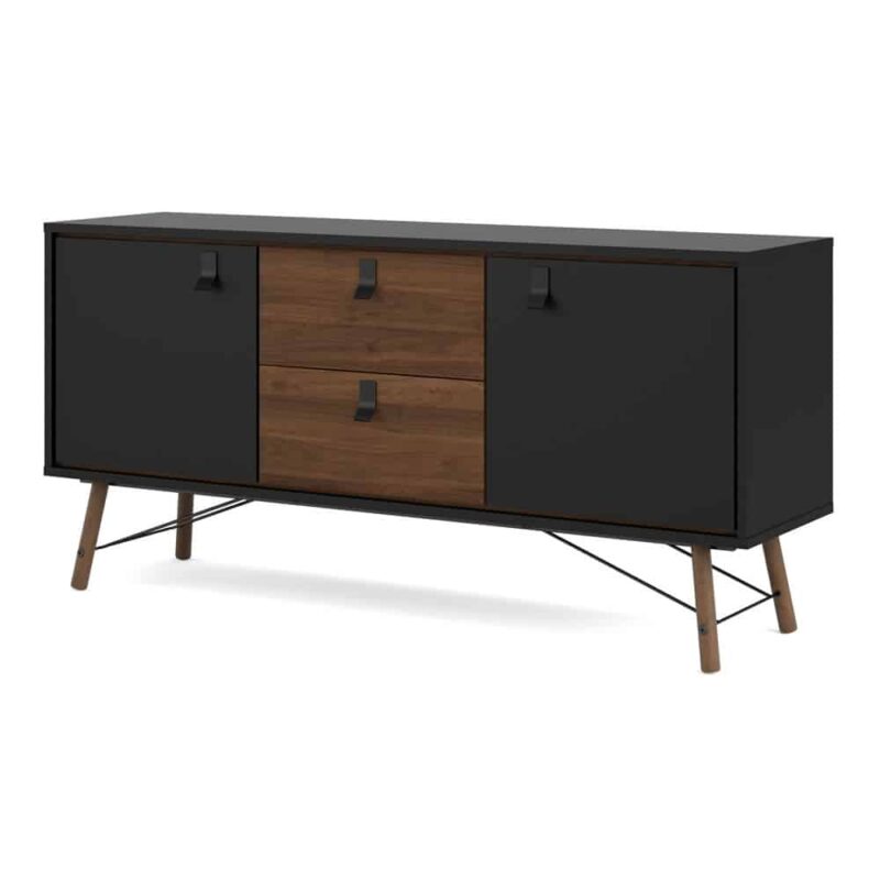 Furniture To Go Ry Sideboard 2 Doors 2 Drawers Matt Black Walnut