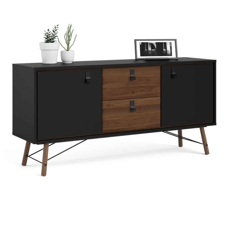 Furniture To Go Ry Sideboard 2 Doors 2 Drawers Matt Black Walnut