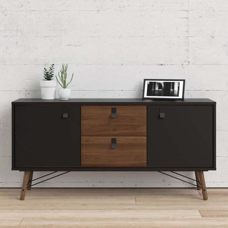 Furniture To Go Ry Sideboard 2 Doors 2 Drawers Matt Black Walnut
