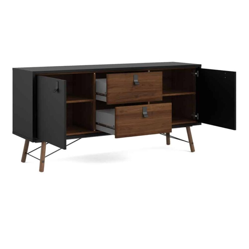Furniture To Go Ry Sideboard 2 Doors 2 Drawers Matt Black Walnut