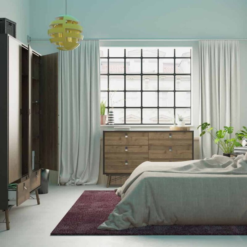 Furniture To Go Ry Wide Double Chest Of 6 Drawers Matt Black Walnut