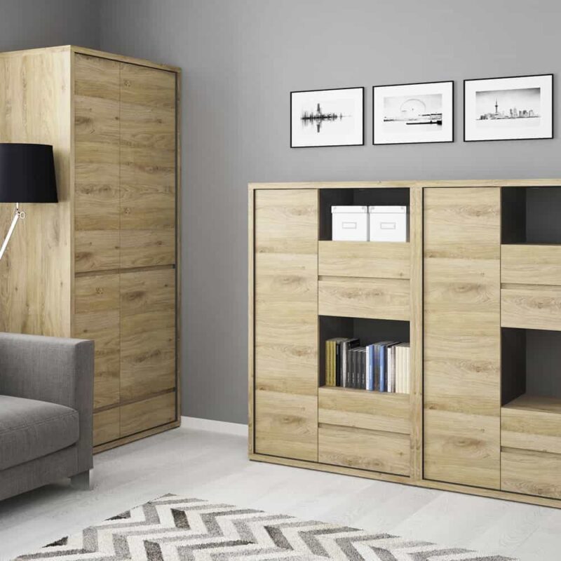 Furniture To Go Shetland 1 Door 4 Drawer Display Cabinet Oak
