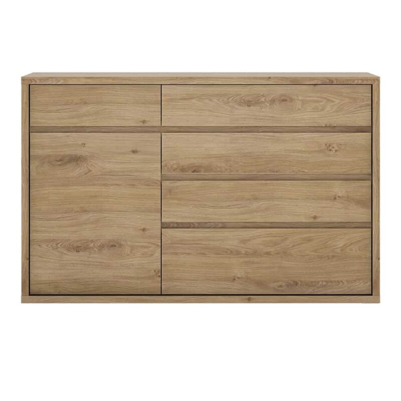 Furniture To Go Shetland 1 Door 5 Drawer Cupboard Oak