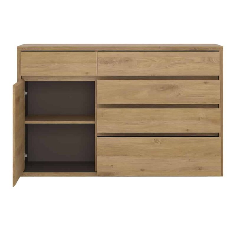 Furniture To Go Shetland 1 Door 5 Drawer Cupboard Oak