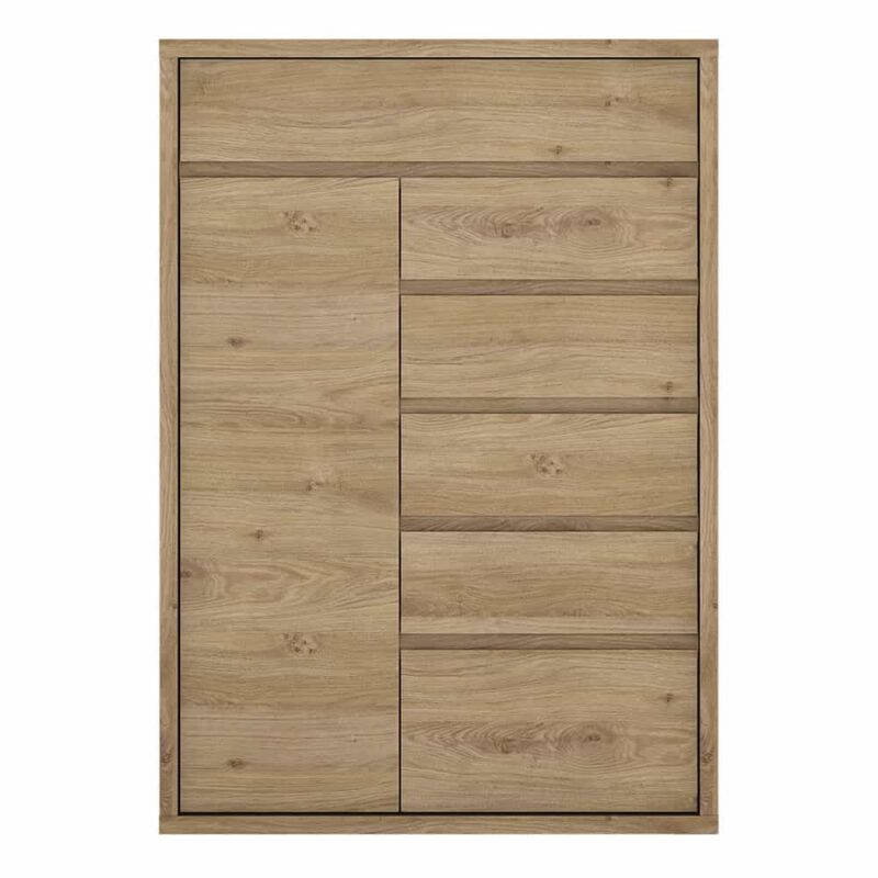 Furniture To Go Shetland 1 Door 6 Drawer Cupboard Oak