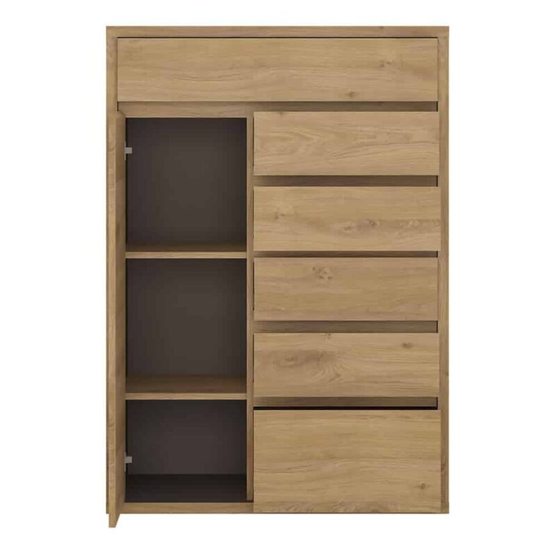 Furniture To Go Shetland 1 Door 6 Drawer Cupboard Oak