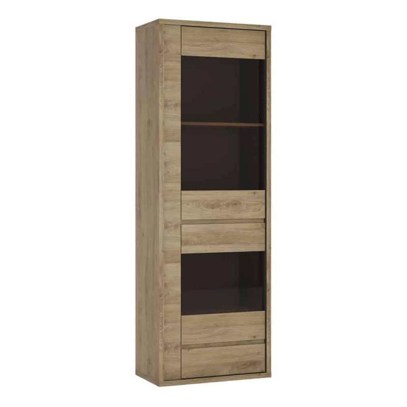 Furniture To Go Shetland 1 Door Narrow Glazed Display Cabinet Oak