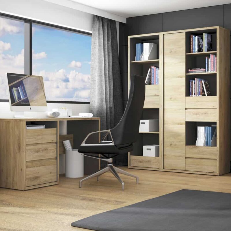 Furniture To Go Shetland Tall Narrow 3 Drawer Bookcase Oak