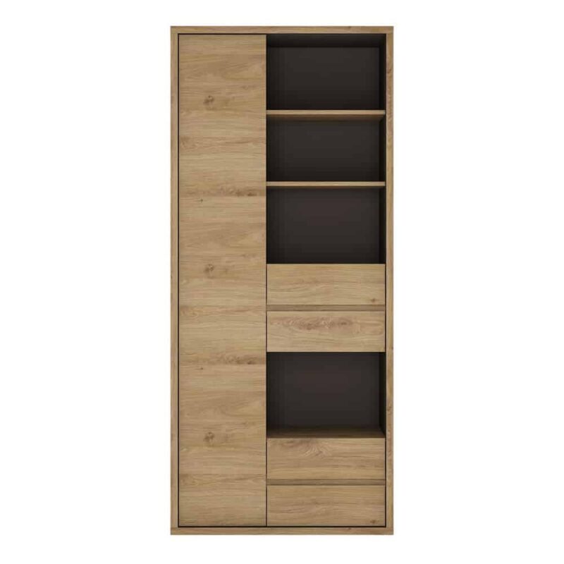 Furniture To Go Shetland Tall Wide 1 Door 4 Drawer Bookcase Oak