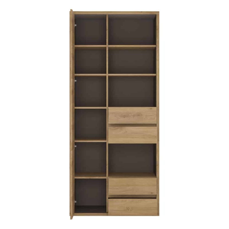 Furniture To Go Shetland Tall Wide 1 Door 4 Drawer Bookcase Oak
