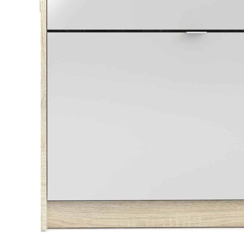 Furniture To Go Shoe Cabinet 4 Tilting Doors 2 Layers 1 Mirror Door Oak White