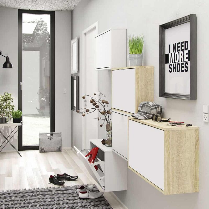Furniture To Go Shoe Cabinet 2 Tilting Doors 1 Layer White