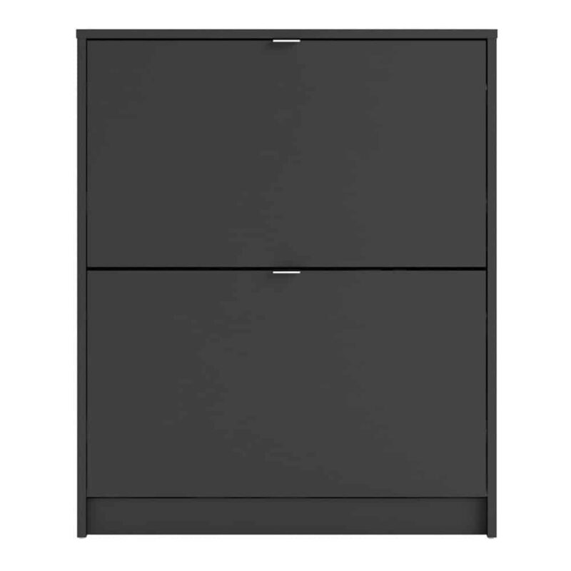 Furniture To Go Shoe Cabinet 2 Tilting Doors 2 Layers Matt Black