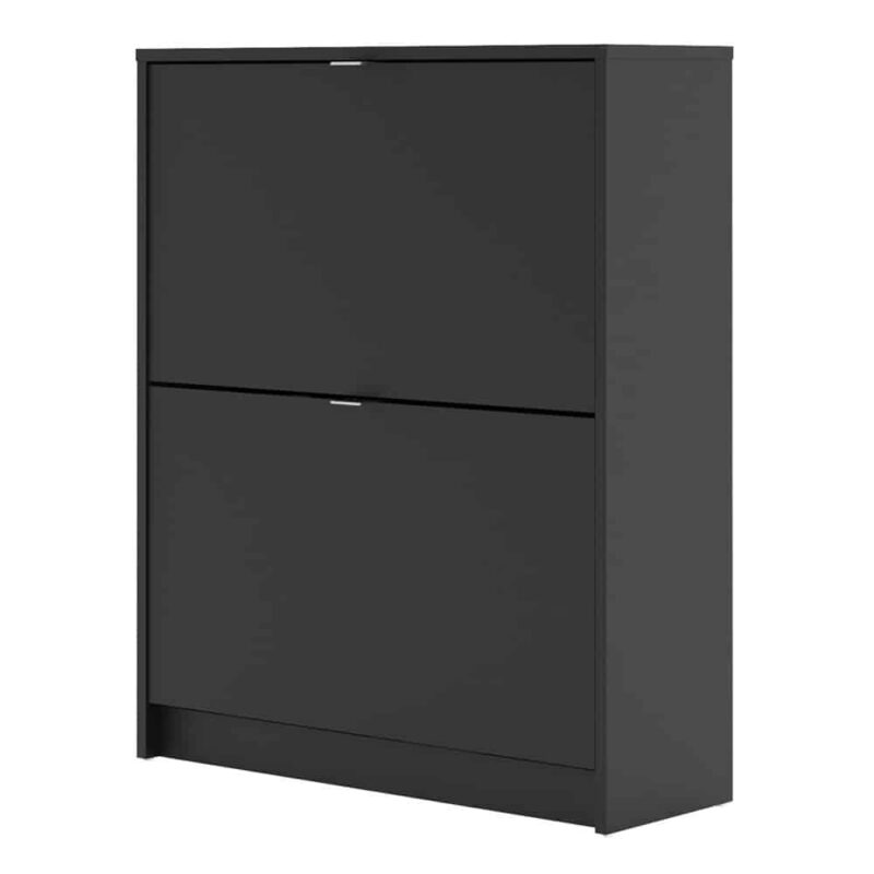 Furniture To Go Shoe Cabinet 2 Tilting Doors 2 Layers Matt Black