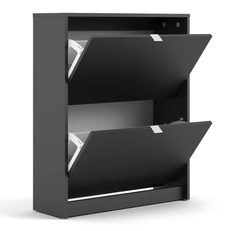 Furniture To Go Shoe Cabinet 2 Tilting Doors 2 Layers Matt Black