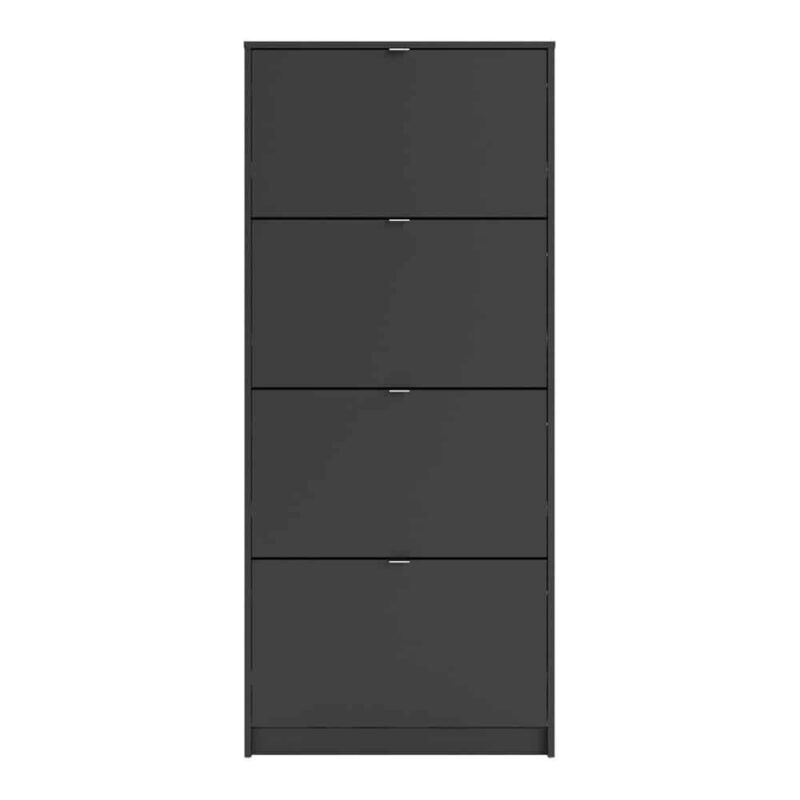 Furniture To Go Shoe Cabinet 4 Tilting Doors 2 Layers Matt Black