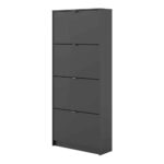 Furniture To Go Shoe Cabinet 4 Tilting Doors 2 Layers Matt Black