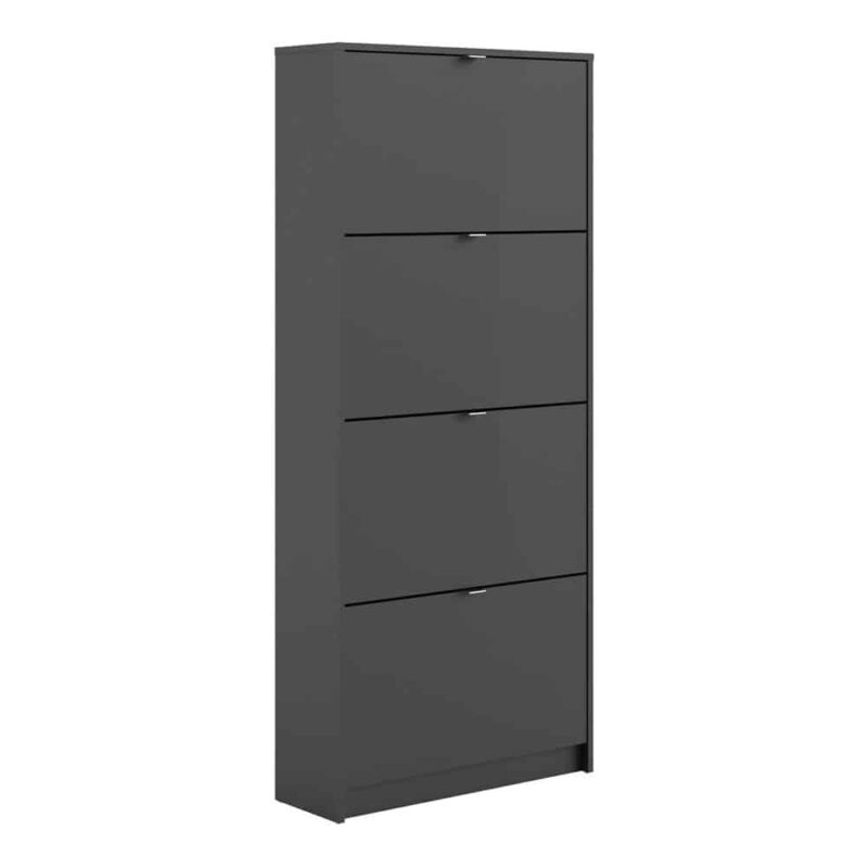 Furniture To Go Shoe Cabinet 4 Tilting Doors 2 Layers Matt Black