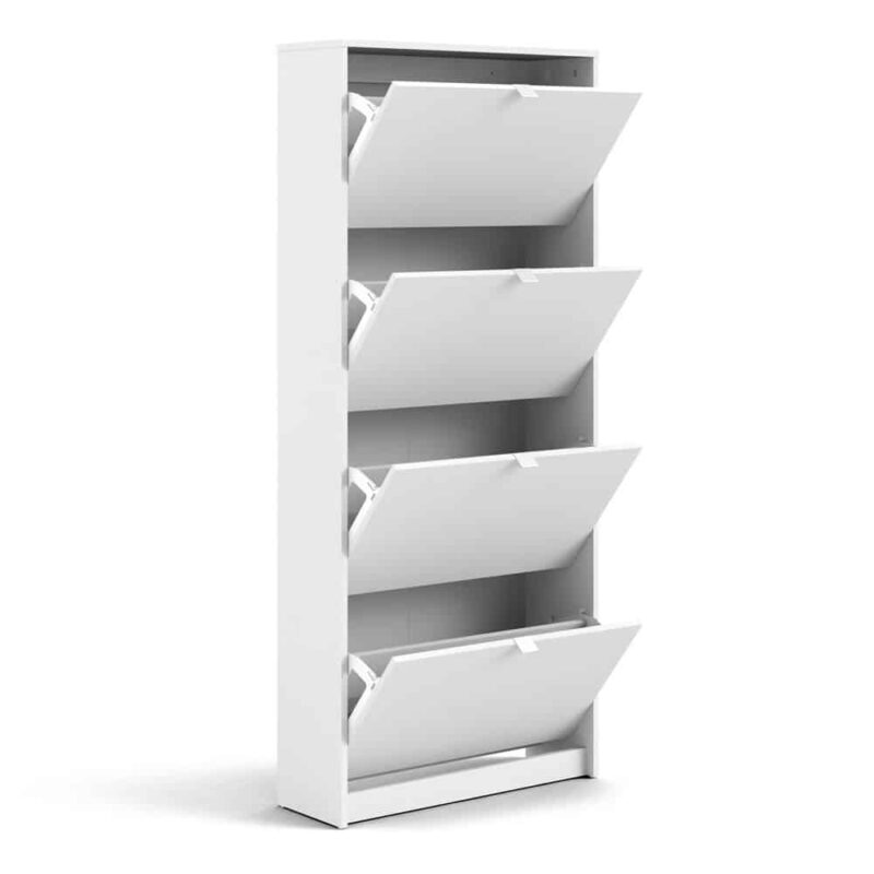 Furniture To Go Shoe Cabinet 4 Tilting Doors 2 Layers White