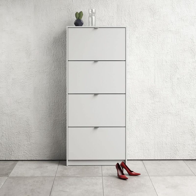 Furniture To Go Shoe Cabinet 4 Tilting Doors 2 Layers White