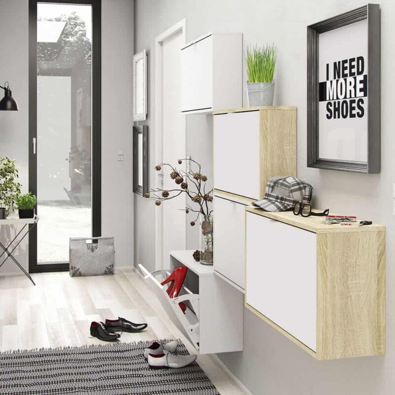 Furniture To Go Shoe Cabinet 4 Tilting Doors 2 Layers White