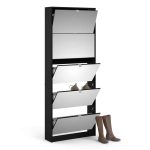 Furniture To Go Shoe Cabinet 5 Mirror Tilting Doors Black