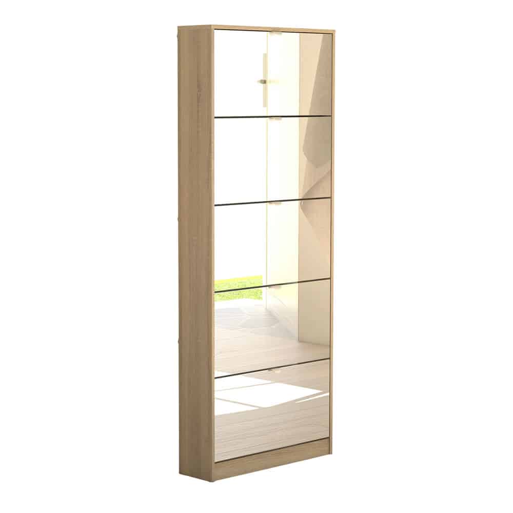 Furniture To Go Shoe Cabinet 5 Mirror Tilting Doors Oak