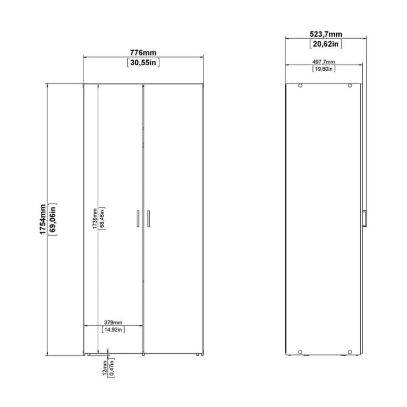 Furniture To Go Space 2 Door Wardrobe White