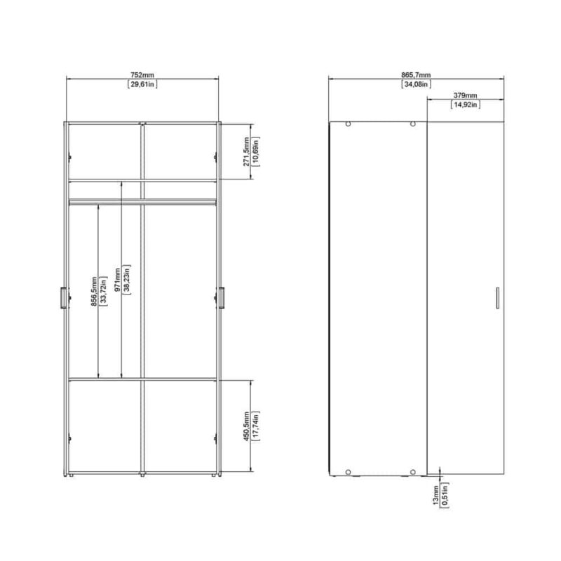 Furniture To Go Space 2 Door Wardrobe White