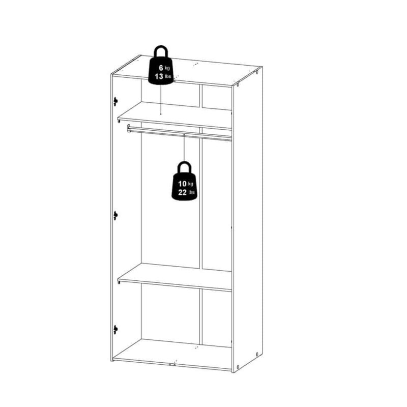 Furniture To Go Space 2 Door Wardrobe White