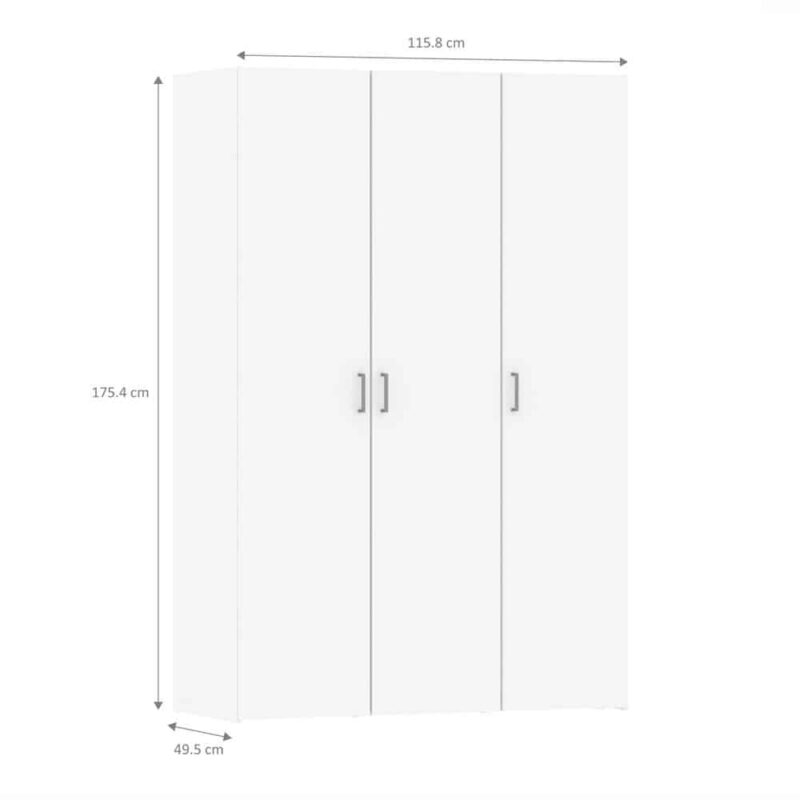 Furniture To Go Space 3 Door Wardrobe White